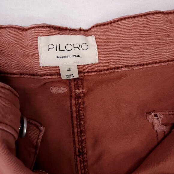 Pilcro Utility Pants Womens Size 33 Slim Straight Leg Raw Hem Chino Ankle - Picture 10 of 14